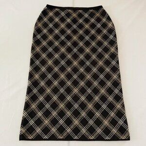Y2K Jones New York Brown Merino Wool Dimond Pattern Knit Skirt L/XL (Estimated)